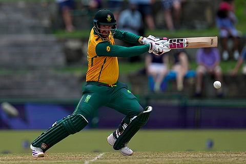 Heinrich Klaasen plays a shot against USA